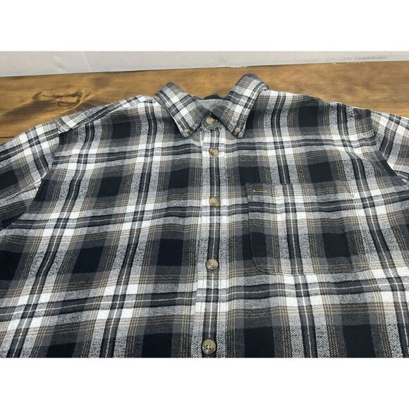 Eddie Bauer Mens Flannel Button Down Plaid Long Sleeve Shirt Gray Size Large - Picture 2 of 6